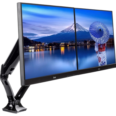 iiyama DS3002C-B1 Dual Gas Spring Monitor Arm, Desk Mount, Fits 2 x 27 ...