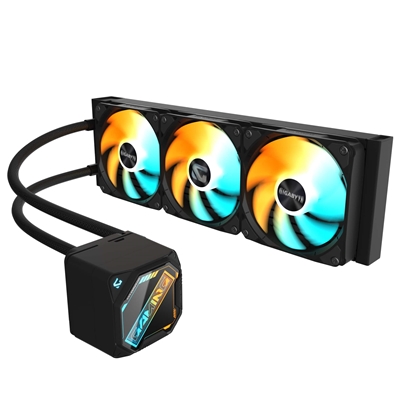 GIGABYTE GP-GIGABYTE GME 360 All-in-One Liquid CPU Cooler 360mm Radiator, ARGB Lighting, Teflon Tubing, and Magnetic Rotating Cover