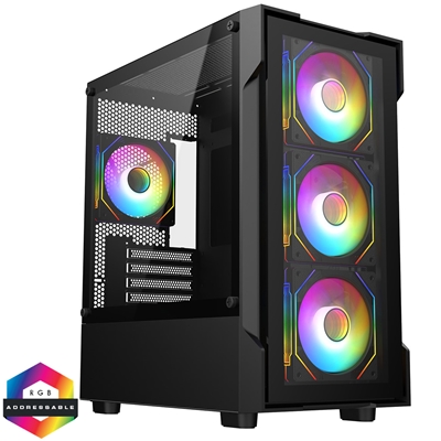 RGB Gaming Build - AMD Ryzen 5 5500 6 Core 12 Thread, 3.60GHz (4.20GHz Boost), 16GB RAM, 1TB NVMe, RTX 4060 8GB Graphics, Wi-Fi Card- Custom PC