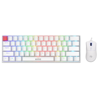 Marvo Scorpion Keyboard and Mouse Bundle, Marvo Scorpion KG933G Saber 61 Keyboard, Marvo Scorpion G950 Niro 40 Gaming Mouse - White