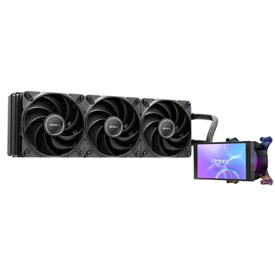 Antec Vortex View 360 Black AIO Liquid CPU Cooler, Massive 5-Inch Rotatable IPS LCD Display, 9th Gen Asetek Pump for 400W TDP, Triple 120mm PWM Fans, ARGB Backglow