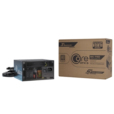 Seasonic CORE GC ATX 3.1 (SRP-CGC751-A5A32SF) 750W PSU, 120mm Fan, 80 PLUS Gold, Fully Modular, Individual Black Cables with Braided Pattern, 7 Years Warranty