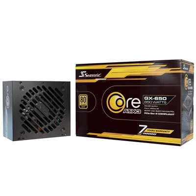Seasonic CORE GX ATX 3.1 (SRP-CGX651-A5A32SF) 650W PSU, 120mm Fan, 80 PLUS Gold, Fully Modular, Individual Black Cables with Braided Pattern, 7 Years Warranty - Black